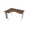 Hobis Pracovný stôl Flex, ergo, pravý, 160x75,5x120 (60x80) cm, orech/kov
