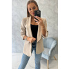 Fashionweek Talianske Elegantné sako,blejzer s riasenými rukávmi K9709 Farba: Béžový, Veľkosť: Universal