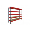 Trestles Nekonečný priemyselný regál 1800x2000x800, 5 políc Farba: červená a čierna