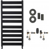 CERANO - Kúpeľňový radiátorový set Marco - ústredné vykurovanie - bočné pripojenie - 816W - čierna matná - 1125x550 mm