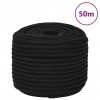 vidaXL Pracovné lano čierne 12 mm 50 m polyester