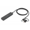 USB 3.0 Hub 4-port, Slimline s USB-C adaptérem, 5 Gb/s, 1,2 m kabel Rozšiřuje váš notebook o připojení USB-C nebo US DA-70236 PremiumCord
