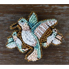Handmade šitá korálková brošňa kolibríky (Handmade šitá brošňa z korálok rodina kolibríkov)