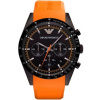 Emporio Armani AR5987. Unisex hodinky (Hodinky čiernej a oranžovej farby)