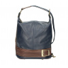 Dámska kožená kabelka/batoh 1201 tmavomodrá Made in Italy