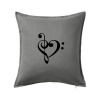 Husľový kľúč srdce - Vankúš 50x50 - 50x50 - Vrátane výplne ( Tmavosivý melír )