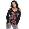 Dámské triko Yakuza Flower Style Out Lognsleeve V neck 23150 black velikost: S