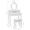 vidaXL Toaletný stolík so stoličkou, biely 75x69x140 cm, paulovnia - Biela - 63030-17922