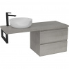 CERANO - Doska pod umývadlo Navira Pro - 161x46,5x3,6 cm - skrinka Carole 79 cm - betónovo šedá - konzola čierna