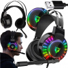 HERNÉ SLÚCHADLÁ PRE HRÁČOV KÁBLOVÉ S MIKROFÓNOM LED RGB PC DO UŠÍ