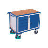 Dielenský vozík, 1 úložná plocha, krídlové dvere a 4 zásuvky, 1190 x 600 x 930 mm