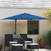 Parasol na terasu Modrá oceľ, veľký nastaviteľný polyester