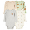 CARTER'S Body dlhý rukáv Milk&Cookies neutrál 4ks 12m/ veľ. 80