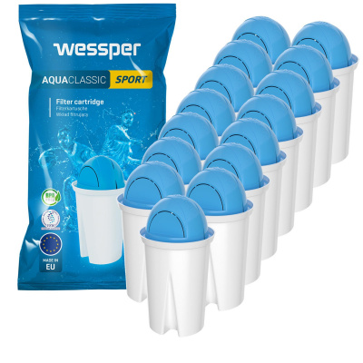 Wessper AquaClassic Sport Filterkartuschen kompatibel mit Brita Classic, Aqua Select Classic, PearlCo, AmazonBasics 15er Pack