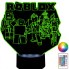 Nočná lampa do detskej izby - LED nočná lampa ROBLOX hrá PC 3D LOGO Názov (LED nočná lampa ROBLOX hrá PC 3D LOGO Názov)