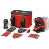 Einhell Akumulátorová orbitální bruska Power X-Change TE-OS 18/113 3X Li-Solo, 18 V (červeno-černá, bez baterie a nabíječky, s brašnou + příslušenství)