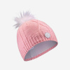 WEDZE Detská pletená vlnená čiapka s kožušinou ružová S (53-56 cm)