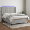 Box spring postel s matrací a LED světle šedá 140x190 cm textil Šedá 3138309