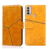 Peňaženkové kožené puzdro Geometric Stitching na Motorola Moto E20 / E30 / E40 - Žltá