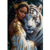 Diamantové maľovanie Norimpex 40x30 cm Žena a biely tiger