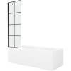 Mexen Cubik obdĺžniková vaňa 150 x 70 cm so zástenou a 1-krídlovými dverami 60 cm, čierny vzor - 550315070X9506007077