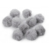 Kožušinový brmbolec s pútkom Ø3,5 cm šedá svetlá 10ks