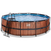 Bazén s filtráciou Wood pool Exit Toys kruhový oceľová konštrukcia 488*122 cm hnedý od 6 rokov