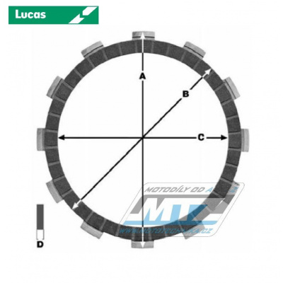 Lucas TRW Lamely spojkové trecie (s obložením) Lucas MCC210-8 - Kawasaki KX125 + KDX200