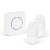Digitálny bezbatériový a bezdrôtový zvonček – Kinetický – 2 vonkajšie jednotky – biely – modrá LED