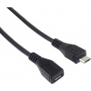Predlžovací kábel PremiumCord microUSB 2.0 samec-samica, čierny 5 m ku2me5f
