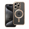 Kryt TopQ Electro iPhone 15 Pro MagSafe so zlatým rámčekom 115599