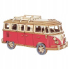 Puzzle 3D drevený model kultového Volkswagenu VW T1, ČERVENÁ farba