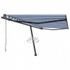 VidaXL Voľne stojaca automatická markíza, 450 x 300 cm, modro-biela