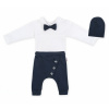 Baby Nellys 3-dielna sada Hubert, body s motýlikom, tepláčiky a čiapočka - granát, veľ. 92 98 (2-3r)