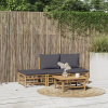 zahrada-XL 4-dielna záhradná sedacia súprava tmavosivé vankúše bambus 3155235