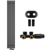 CERANO - Kúpeľňový radiátorový set Pyricus - ústredné vykurovanie - stredové pripojenie 50 mm - 643W - čierna matná - 1600x290 mm