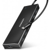 AXAGON HUE-F7C, 7x USB 3.2 Gen 1 ALU FLAT CHARGING hub, micro USB napájecí konektor, kabel USB-C 30cm HUE-F7C