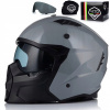 MOTOCYKLOVÁ PRILBA 4v1 VITO PREDATOR GREY ODNÍMATEĽNÁ ČEPEĽ + STRIEŠKA + 2x SKLO
