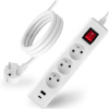 Sieťový predlžovací kábel s uzemnením napájacia lišta 3 zásuvky 3m vypínač ON/OFF biely USB + USB-C ELGER Lumiled