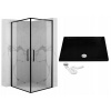Sprchový kút - Čierna rohová sprchová kabína + sprchová vanička 80x100 (Sprchový kút - Čierna rohová sprchová kabína + sprchová vanička 80x100)