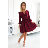BINDY dámske šaty s výstrihom - bordové - 339-3