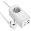 Kábel predlžovací FIXED Charging Strip 2x USB-C a 2x USB, GaN III, PD 65W, 3 m (FIXCS65-3-WH) biely