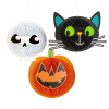 Halloween dekorácia - lampiónová súprava - tekvica, mačka, lebka - papier - 20 cm - 3 ks / balenie