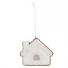 Clayre & Eef Závesná dekorácia zasnežená perníková chalúpka Frosted Ginger - 9*1*8 cm - Clayre & Eef