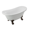 VOĽNE STOJACA AKRYLÁTOVÁ VAŇA BELLA RETRO 170 × 75 CM BIELA, NOHY ANTICKÝ BRONZ