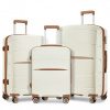 Kono 2591 Sada 3 kufrov 55cm 66.5cm 75.5cm spinner Krémová Polypropylen