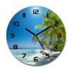 Sklenené hodiny okrúhle Maledivy pláž fi 30 cm