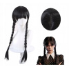 Kostým Wednesday Addams Parochňa Vrkoče Čierne Šaty Klasické M 116 122