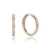 MINET JMAN0633RE02 - MINET Rose gold stříbrné náušnice hranaté kruhy 2 cm s bílými zirkony