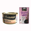 Miamor paštéta, 12 x 85 g + 50 g Kissies s kačicou zdarma - hydinová pečeň